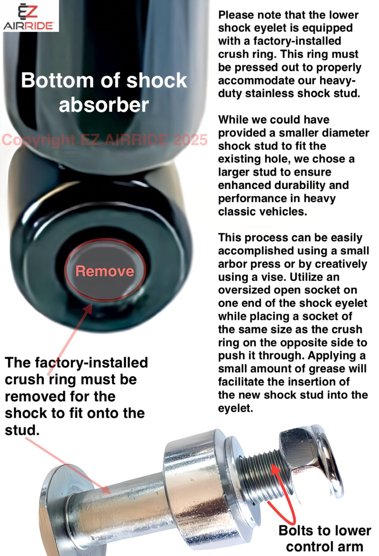 Universal Front Shock Relocator Kit | Air Suspension & Air Ride - Image 3