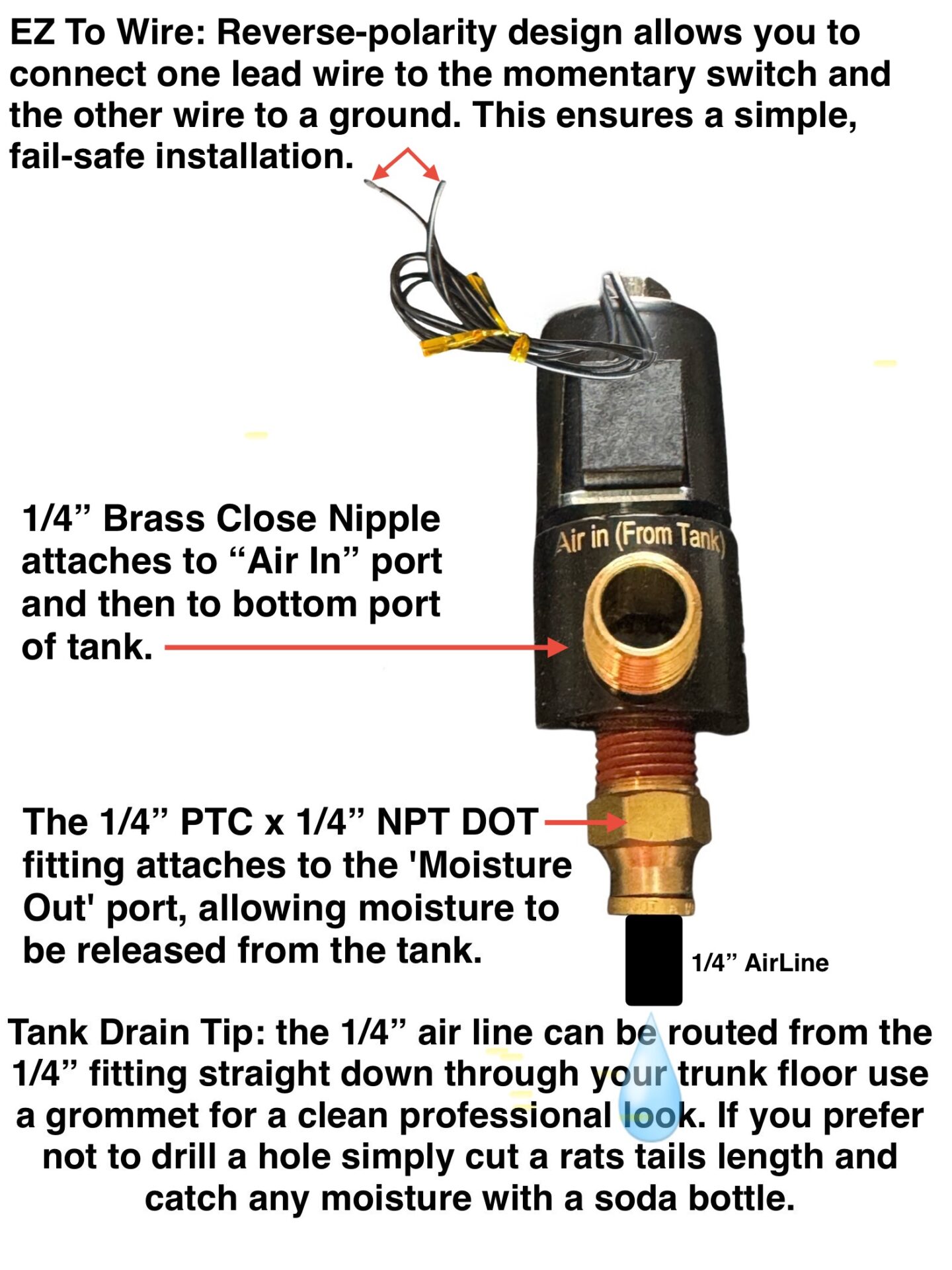 EZ Air | Electric Air Tank Drain Kit | 1/4" NPT High-Flow 250 PSI - Image 8
