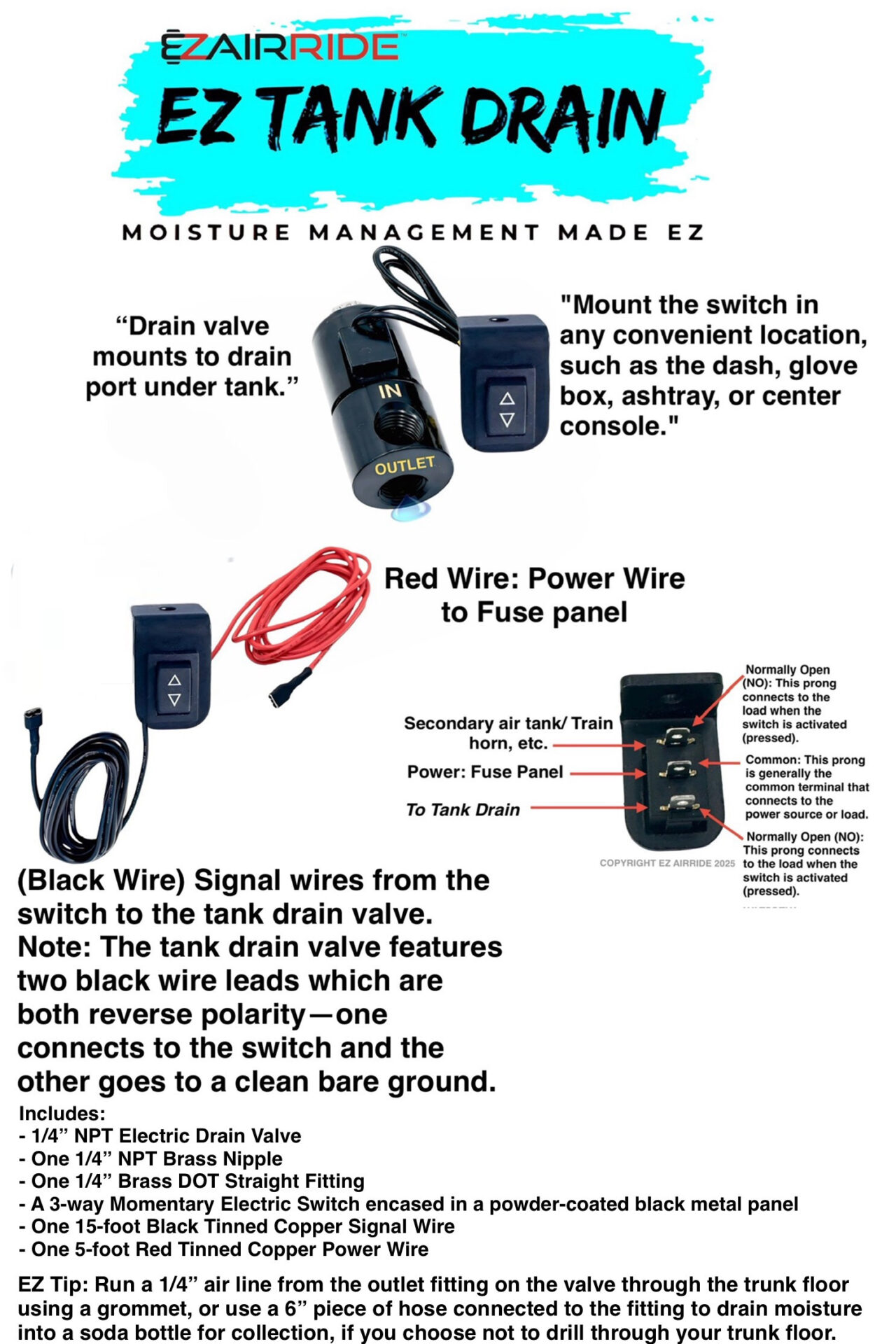EZ Air | Electric Air Tank Drain Kit | 1/4" NPT High-Flow 250 PSI - Image 4