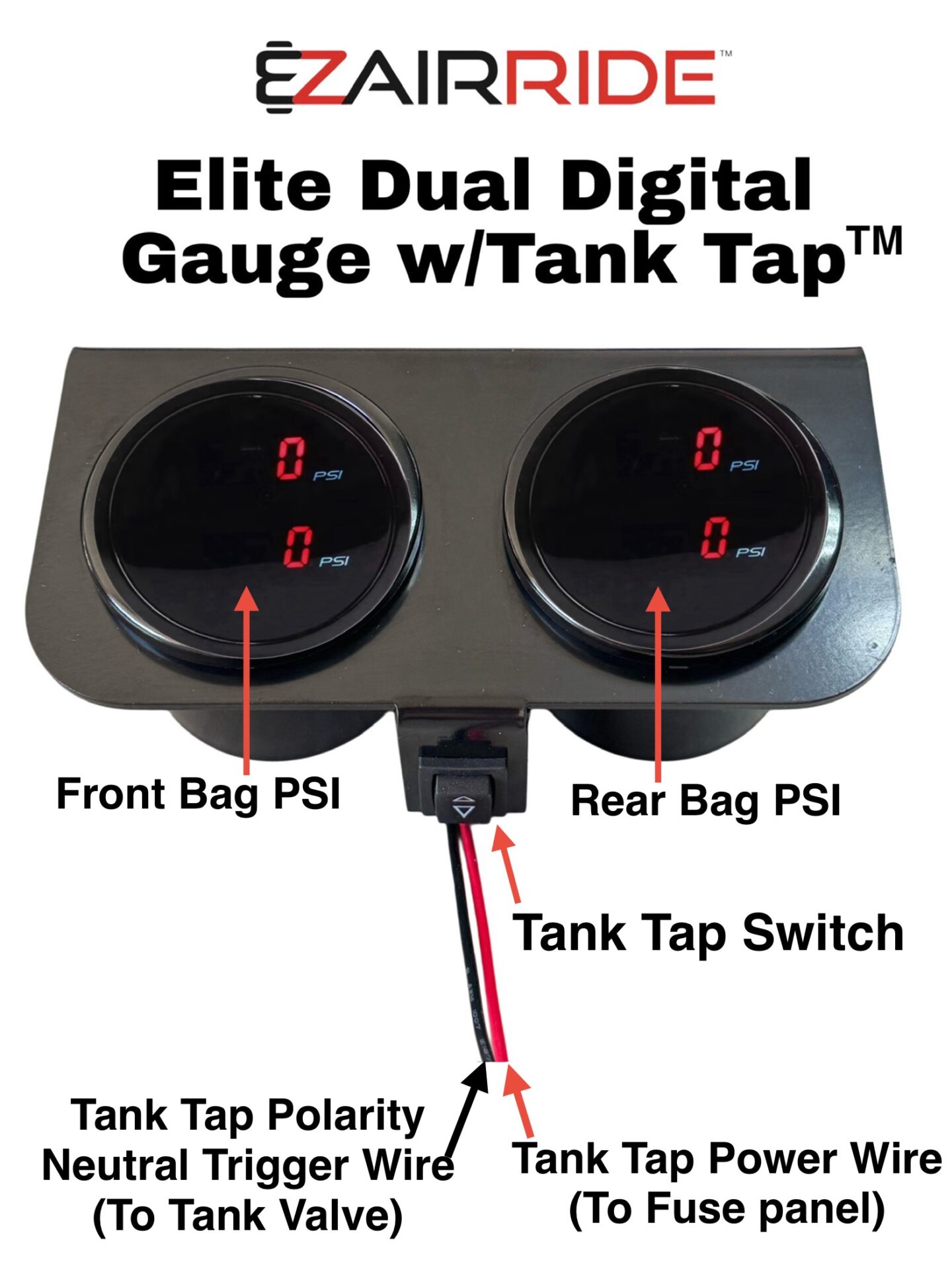 Dual Digital Air Gauge Panel | 4-Corner Monitoring | Integrated Tank Drain Switch - Image 4